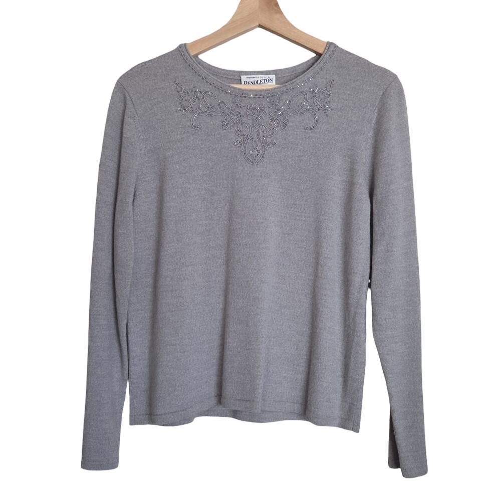 Pendleton | Petite 100% Merino Wool Beaded Embroidered Lightweight Sweater